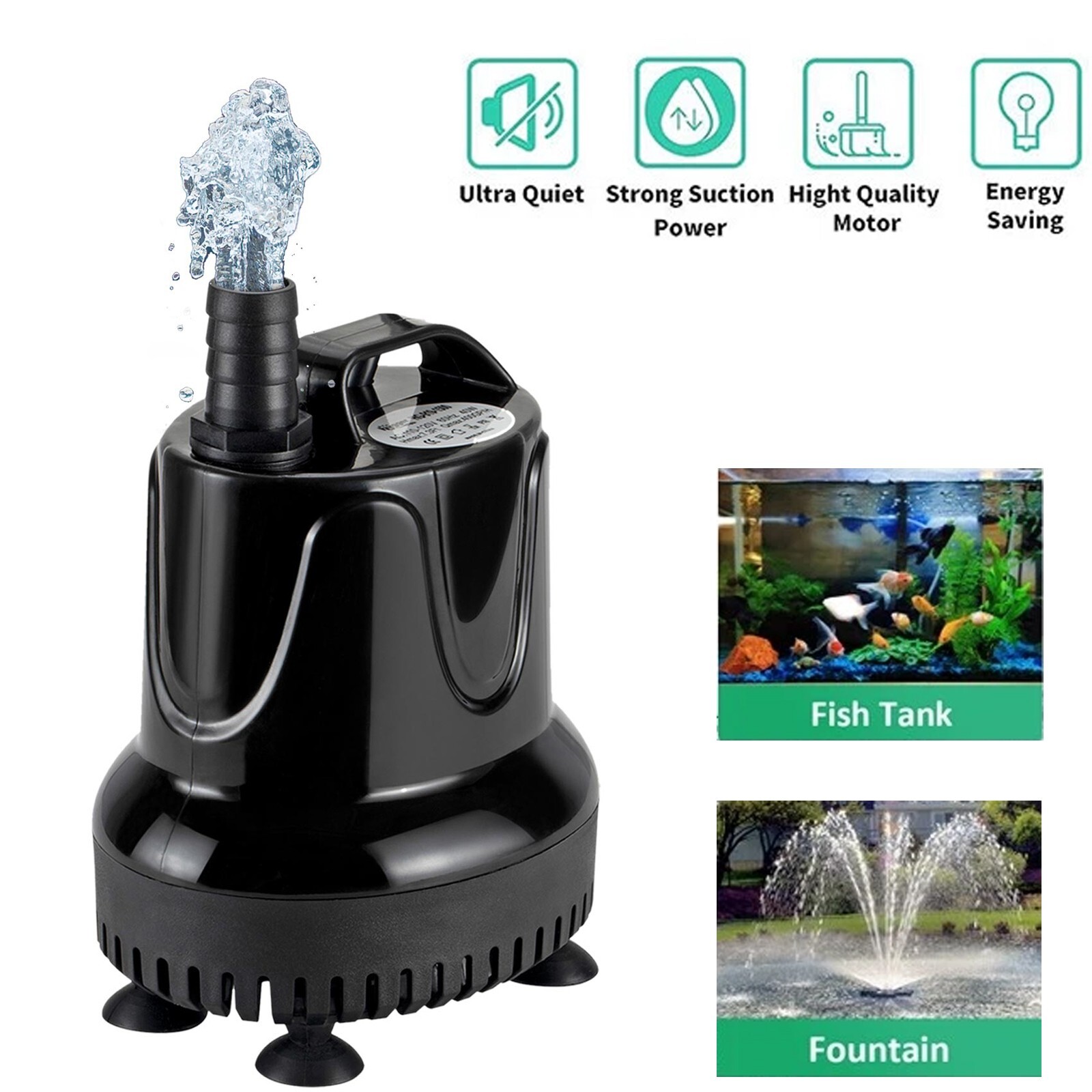 hygger Aquarium Fish tank Water Pump Submersible & Transfer Pump with 2 Adaptor