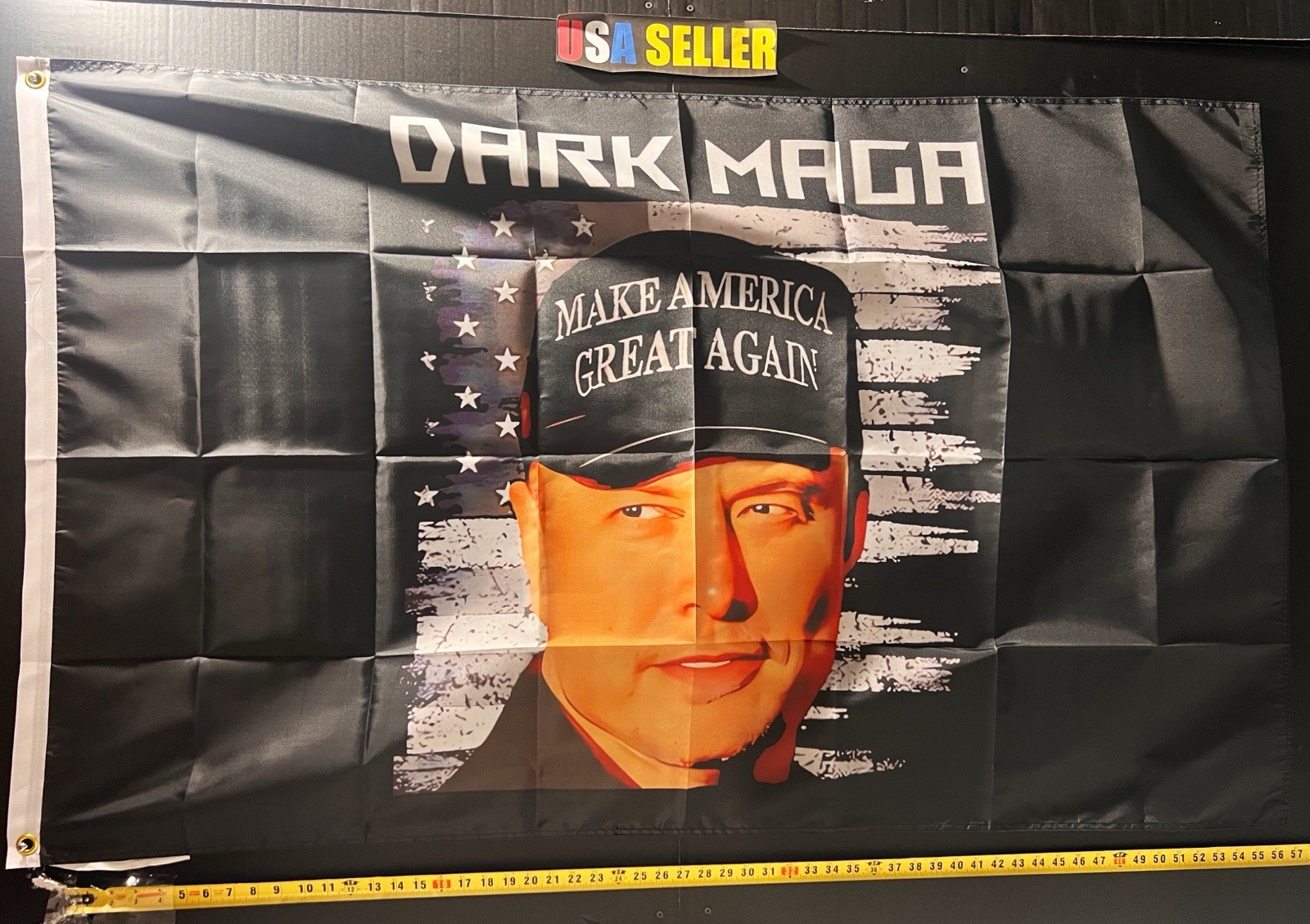 Donald Trump Elon Musk Flag FREE USA SHIP Dark MAGA Man Cave America Sign 3x5'