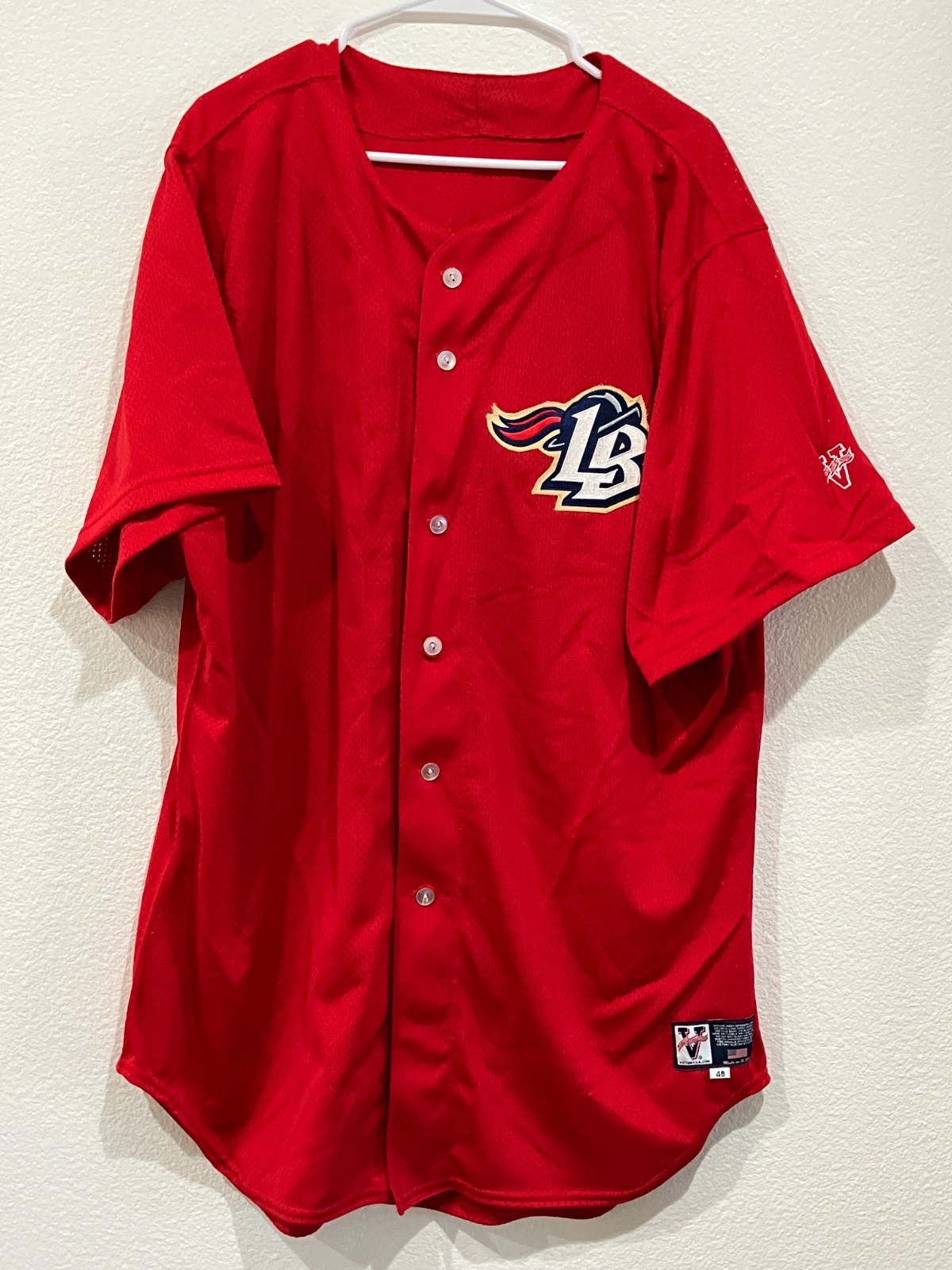 Long Beach Armada Red Baseball Jersey (Size 48) Victory Custom Athletic