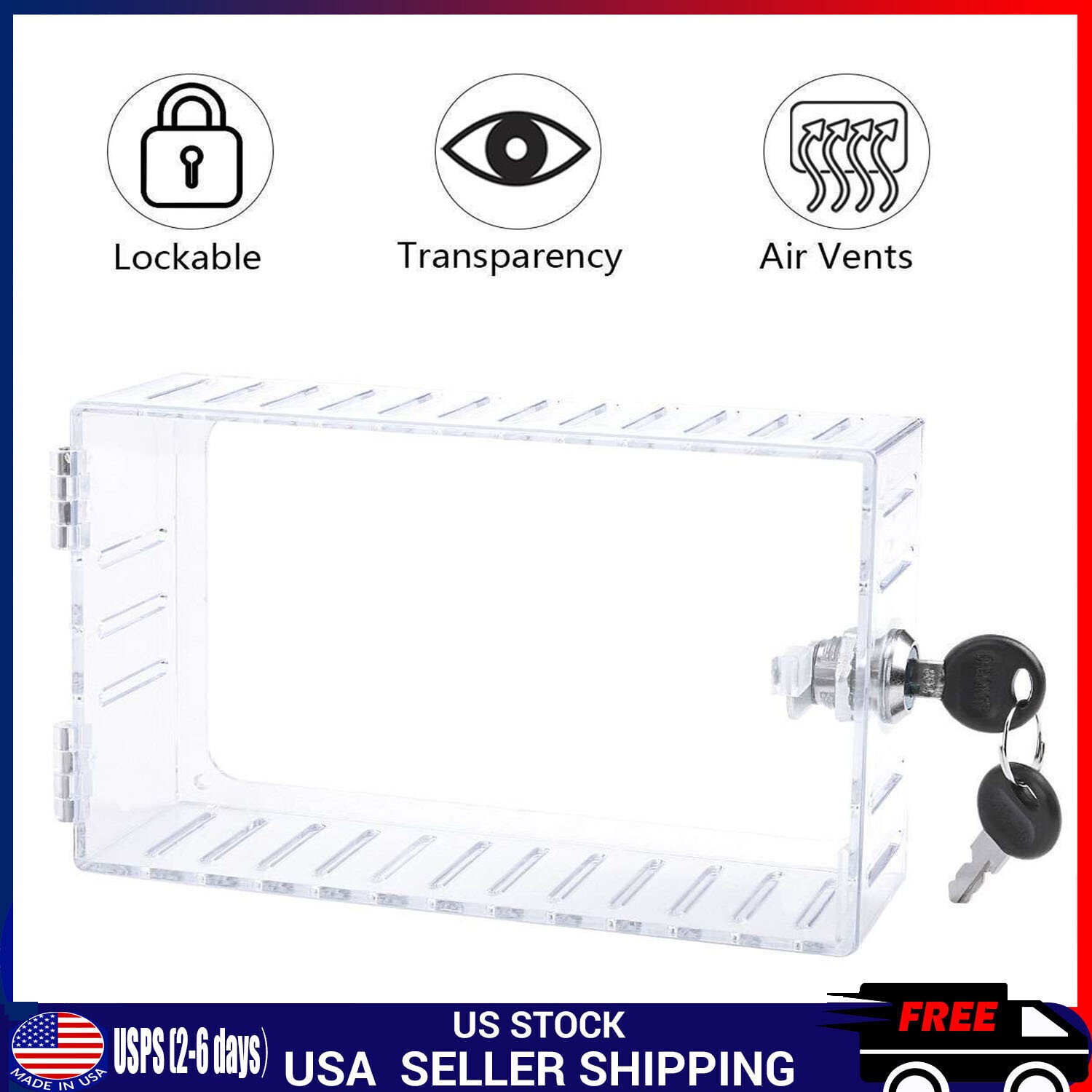 Secure Thermostat Guard Clear Cover Lock Box with 2 Keys for Enhanced Security