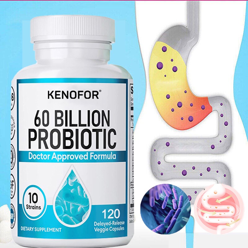 Probiotic 60 Billion CFU - Prebiotics for Digestive & Gut, Bloating Health