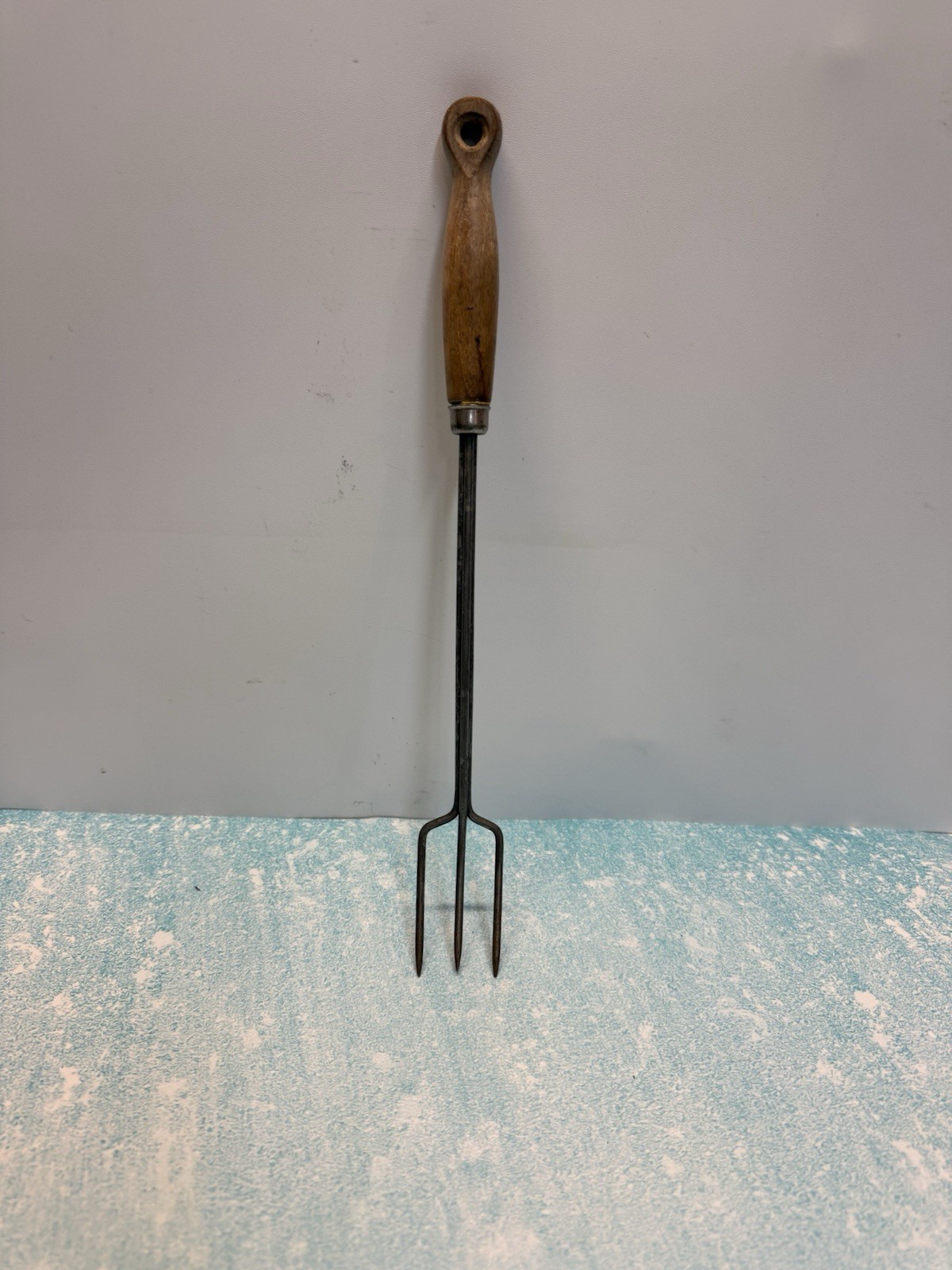 Vintage 3 Prong Wood Handle Carving Fork