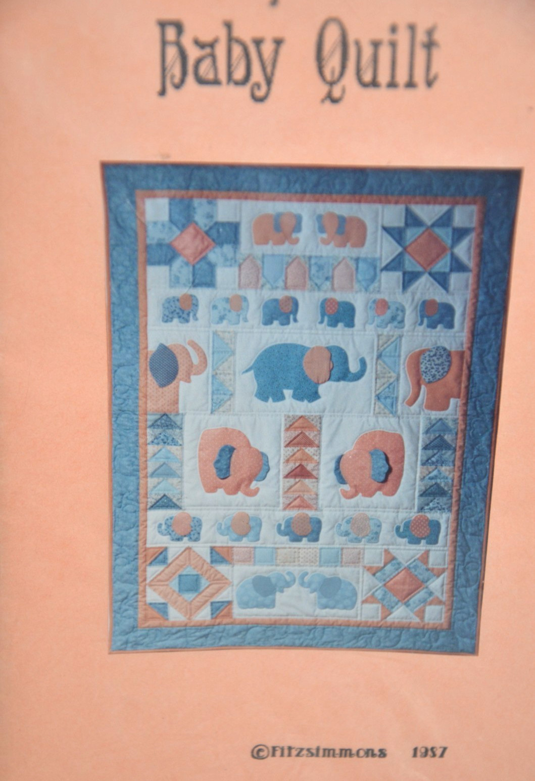 Elephant Baby Quilt Pattern 43" X 60" , uncut vintage