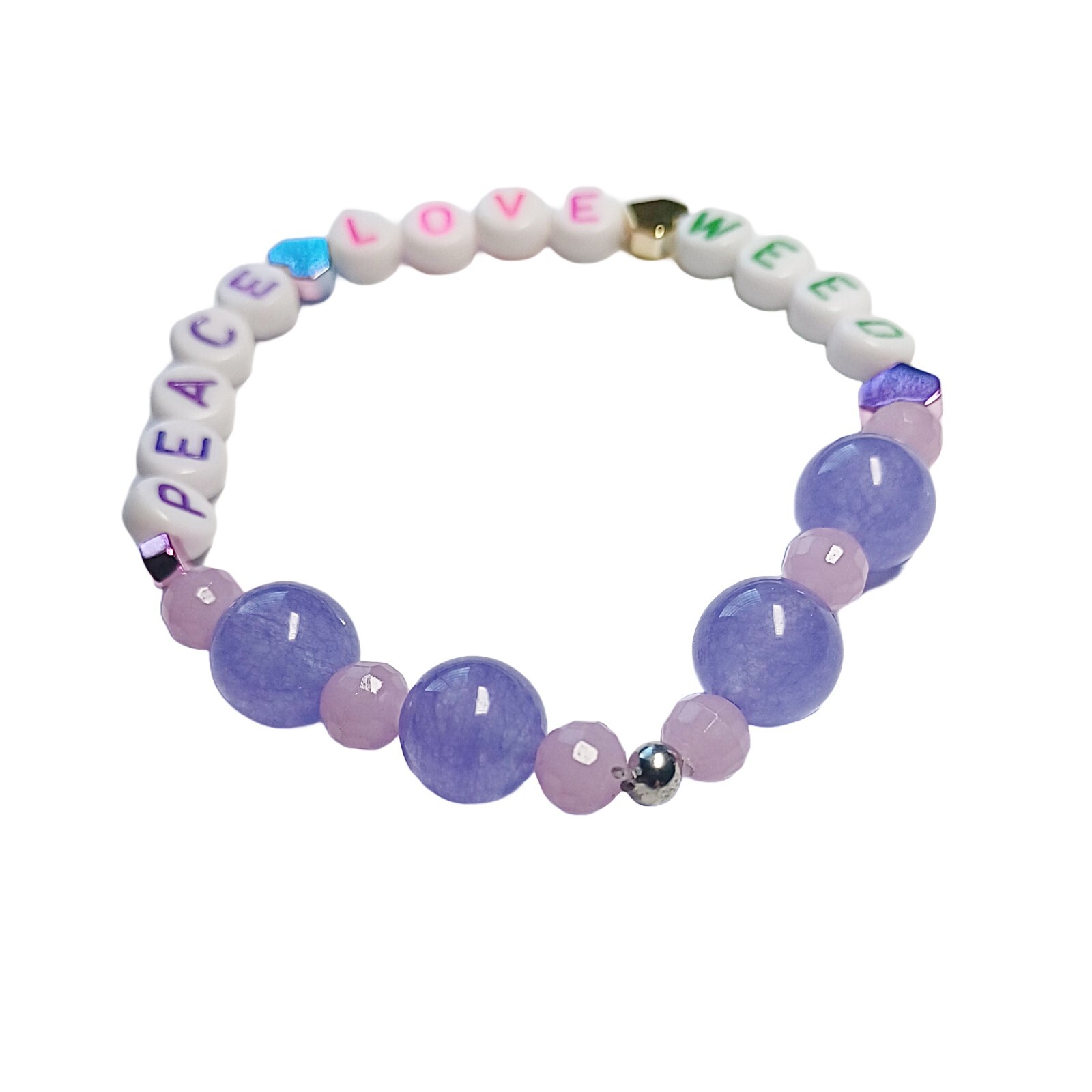 Purple Beaded Peace Bracelet