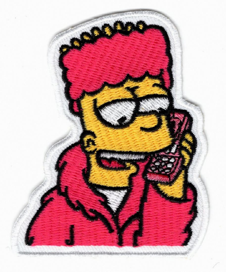 Bart Simpson Phone Embroidered 3.0 inch Iron on Sew on Patch