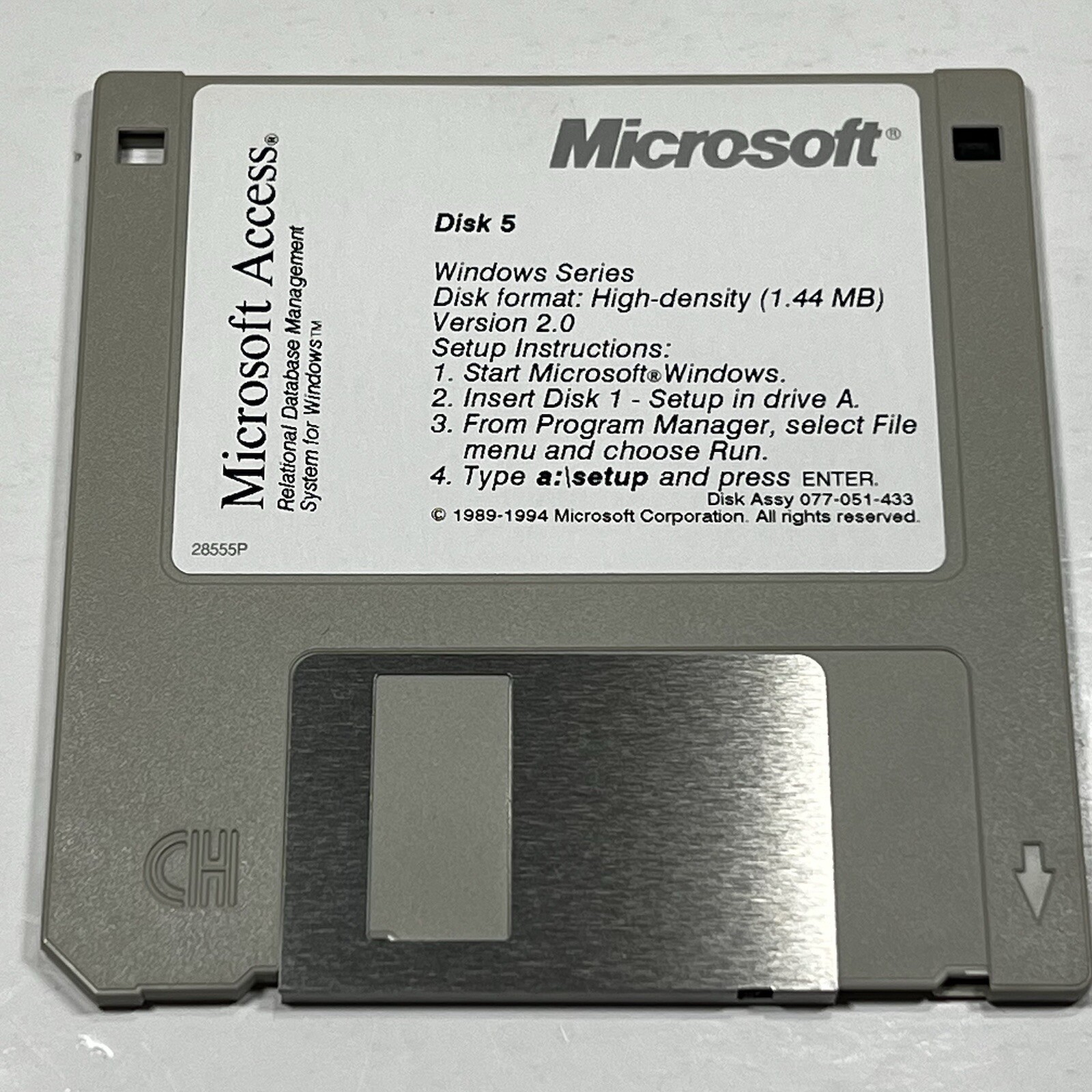 Microsoft Access Version 2 Windows 3.5” Floppy Disc 1994