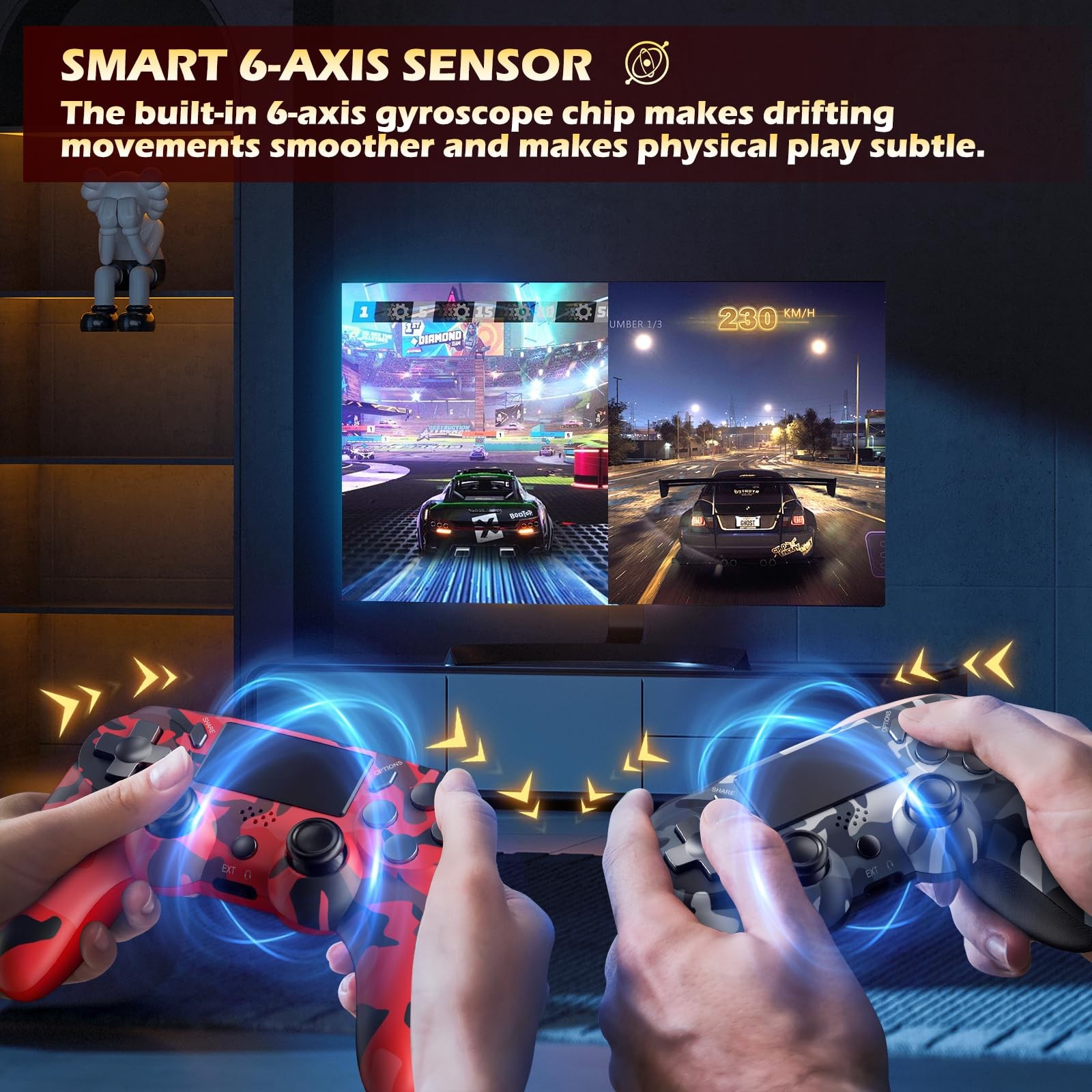 2 Pack Wireless Controller for PS4,Remote Controller with 6-Axis Motion , Sen...