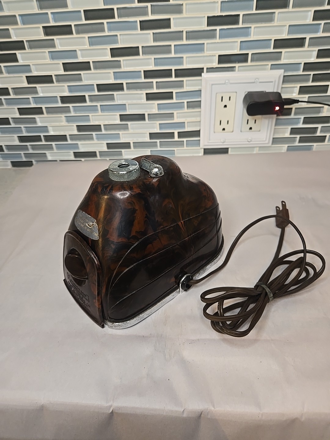 Morrisharp Bakelite Electric Pencil Sharpener Tortoise Art Deco, Tested Working