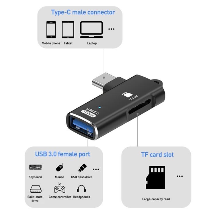 2 in 1 Card Reader Type C USB 3.0 TF OTG Smart Memory Adapter Laptop Computer