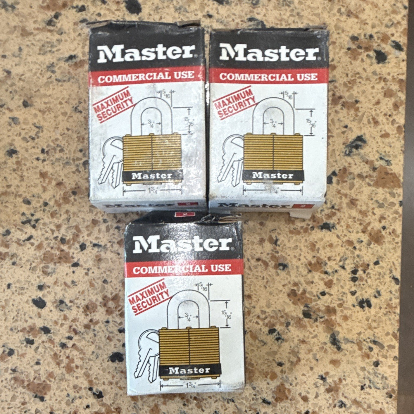 Master Lock Model 1 Brass Padlock Steel Shackle Keyed Different Keyway A