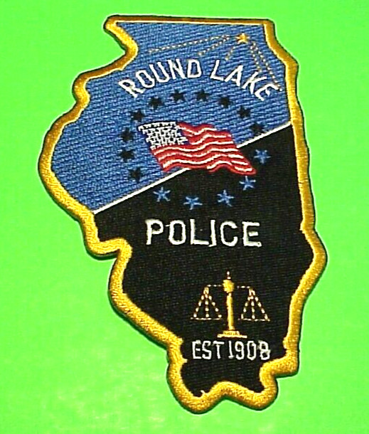 ROUND LAKE   ILLINOIS  ( STATE SHAPE )  IL 5 1/2" POLICE PATCH  FREE SHIPPING!!!