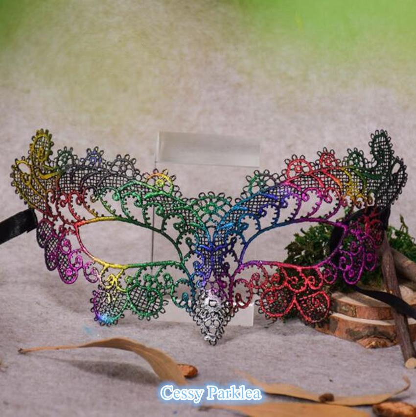Lace Eye Rainbow Multi-Colour Mask Masquerade Carnival Venetian Mardi Gras Party