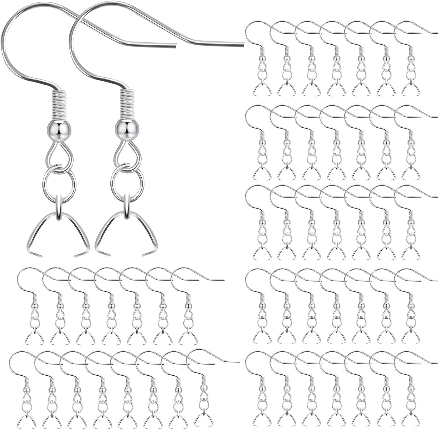 Earring Hooks 50Pcs/25Pairs, Stainless Steel Ear Wires Fish Hooks, Hypo-Allergen