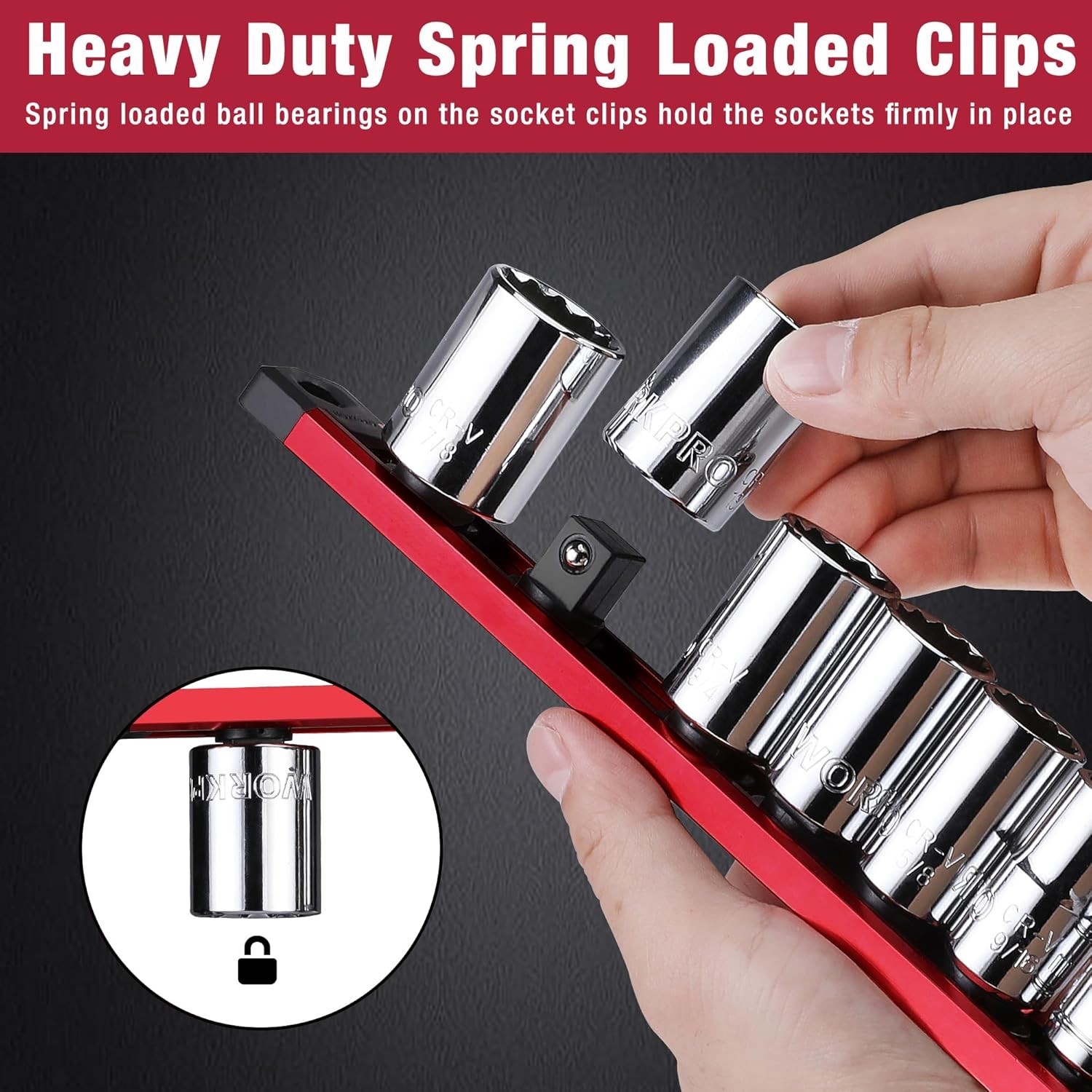Aluminum Magnetic Socket Rail Kit with Clips - Efficient Storage Solution