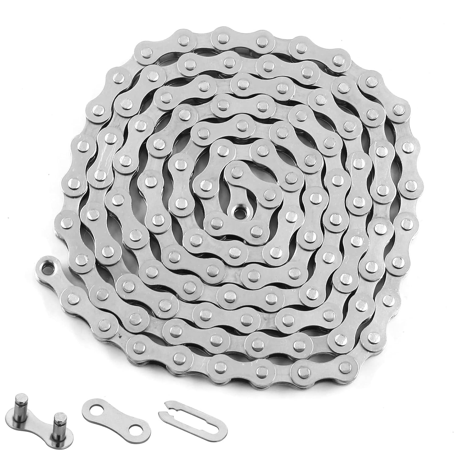Single Speed Bike Chain 1/2" x 1/8" Inch 114 Links, Carbon Steel Bicycle Chain 1