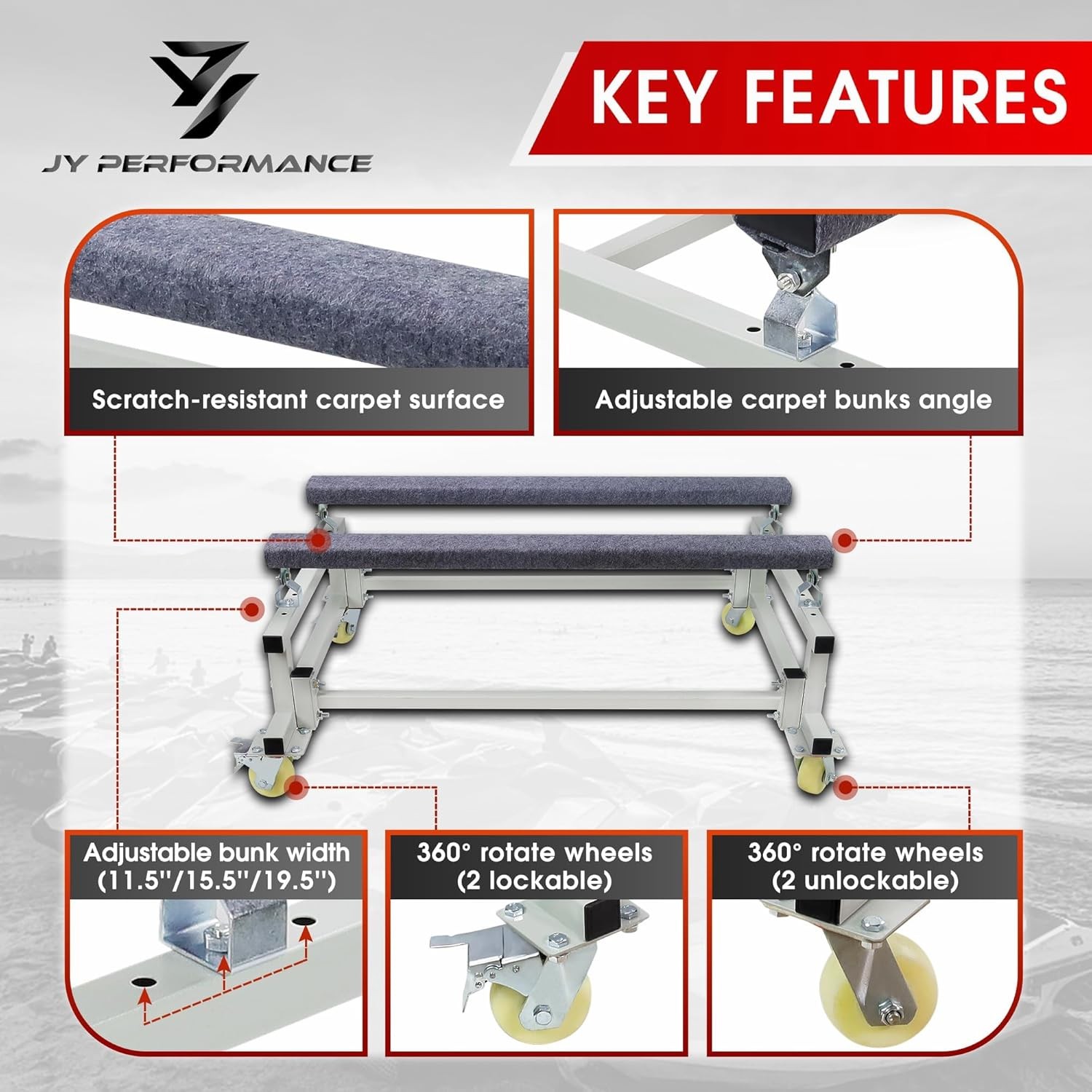 JY PERFORMANCE PWC Dolly Boat Stand 1000 lb Capacity
