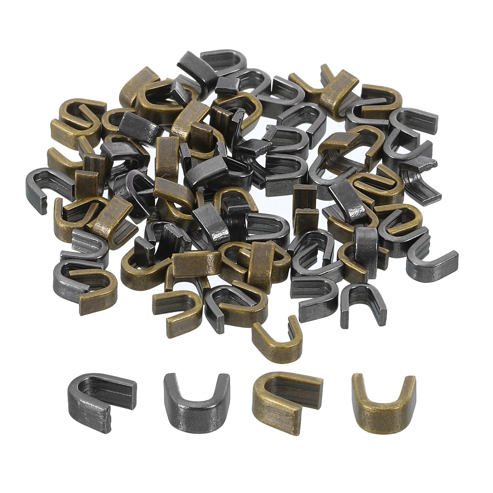 80Pcs Zipper Slider Retainers - #5 U Shape Top Stoppers Replacing Black & Bronze