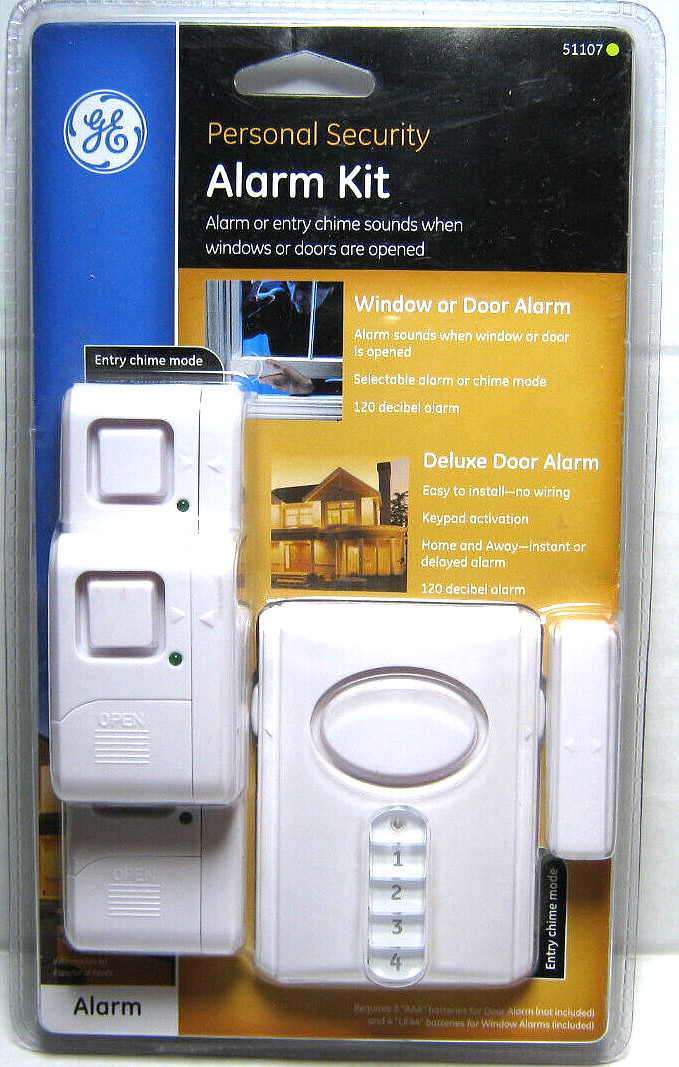 GE PERSONAL SECURITY ALARM KIT 51107 - SOUNDS WHEN WINDOWS OR DOORS ARE OPENED