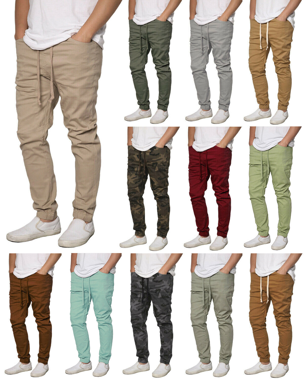 Men's Twill Drop Crotch Jogger Pants S-5XL FREE SHIP