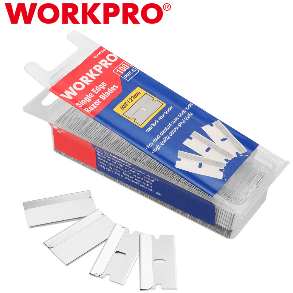 WORKPRO 100PC Single Edge Razor Blades One Edge Razor Blade Scraper Razor Blades