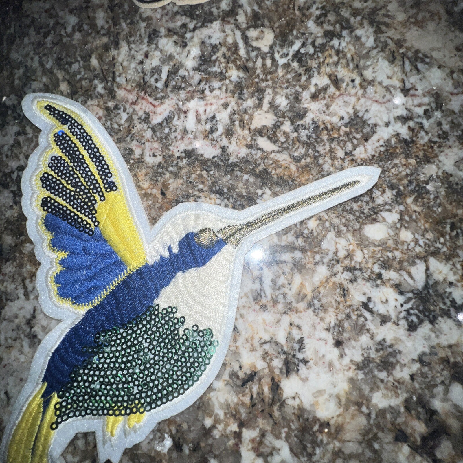 Sequin and Embroidery Patch: Winged Hummingbird Sequin 7.5 X 6.5”