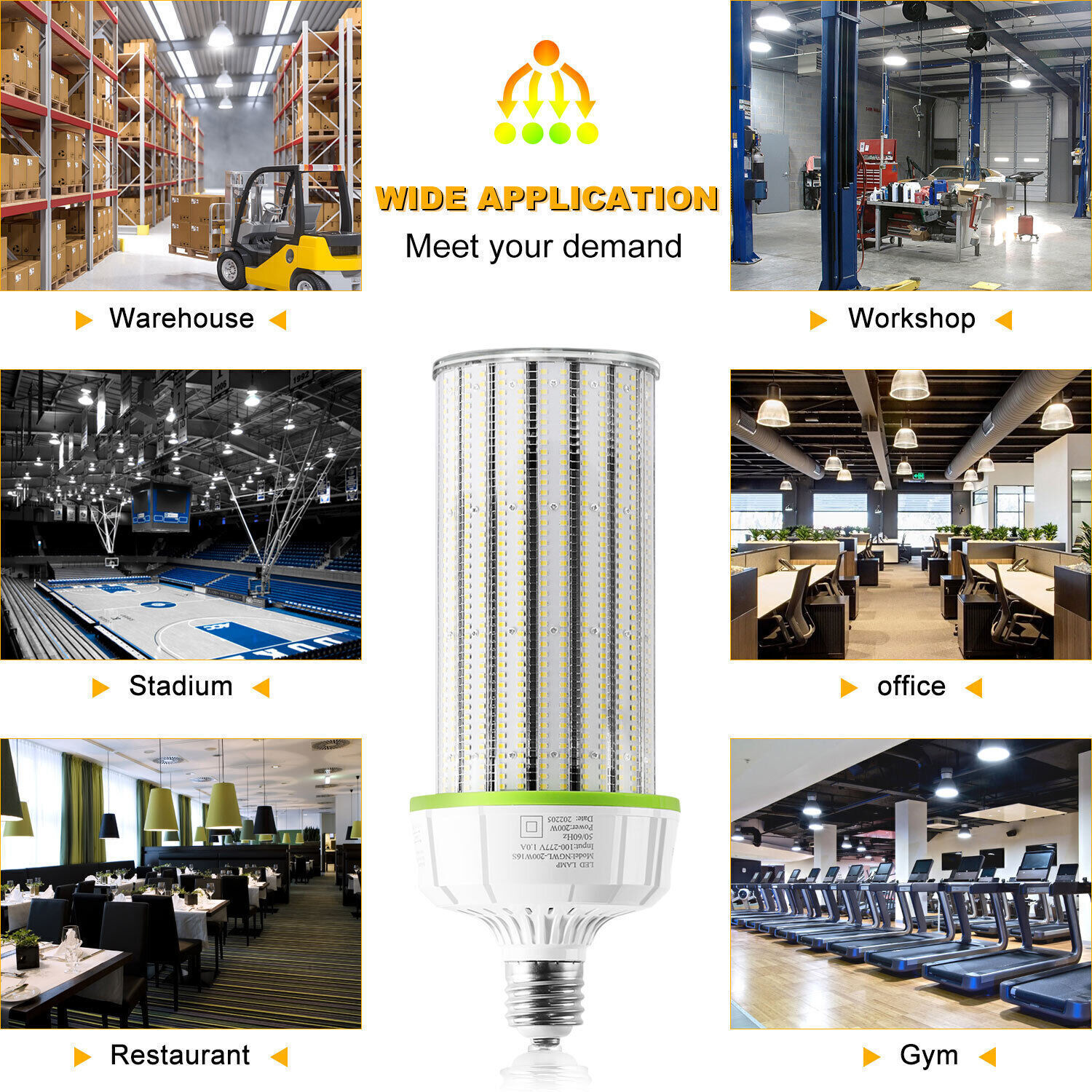 6Pcs 200W LED Corn Light Bulb E39 Mogul Base Replace 1000W MH HPS Warehouse Lamp