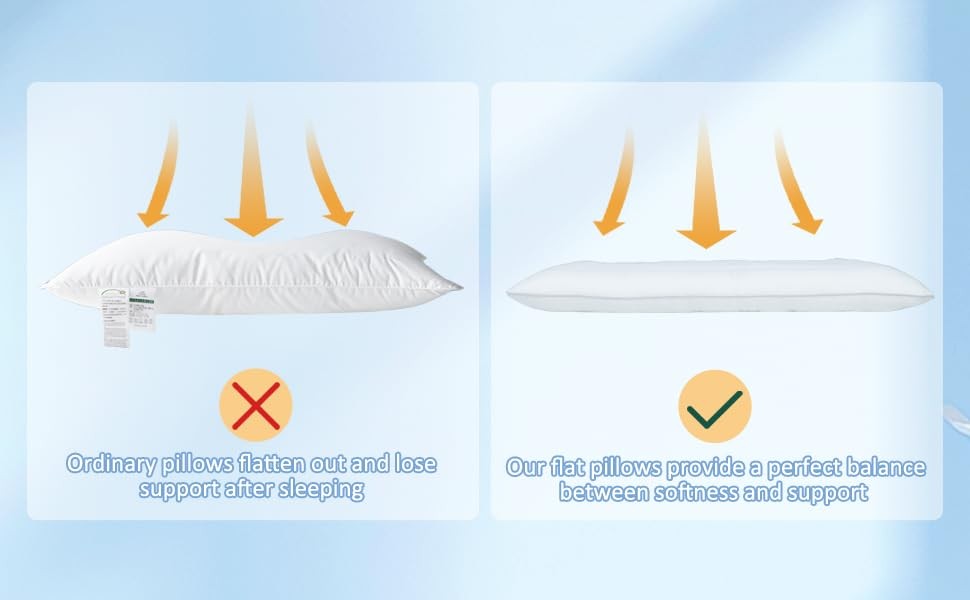 SWTMERRY Flat Pillows for Sleeping Thin, 7D High Standard(1Pack), White