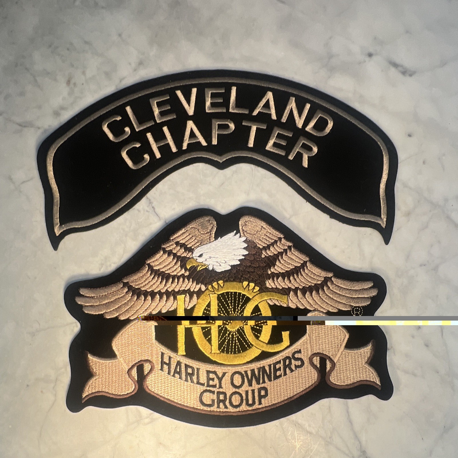 Harley-Davidson HOG Cleveland Chapter Patch Badge Set Black/Gold