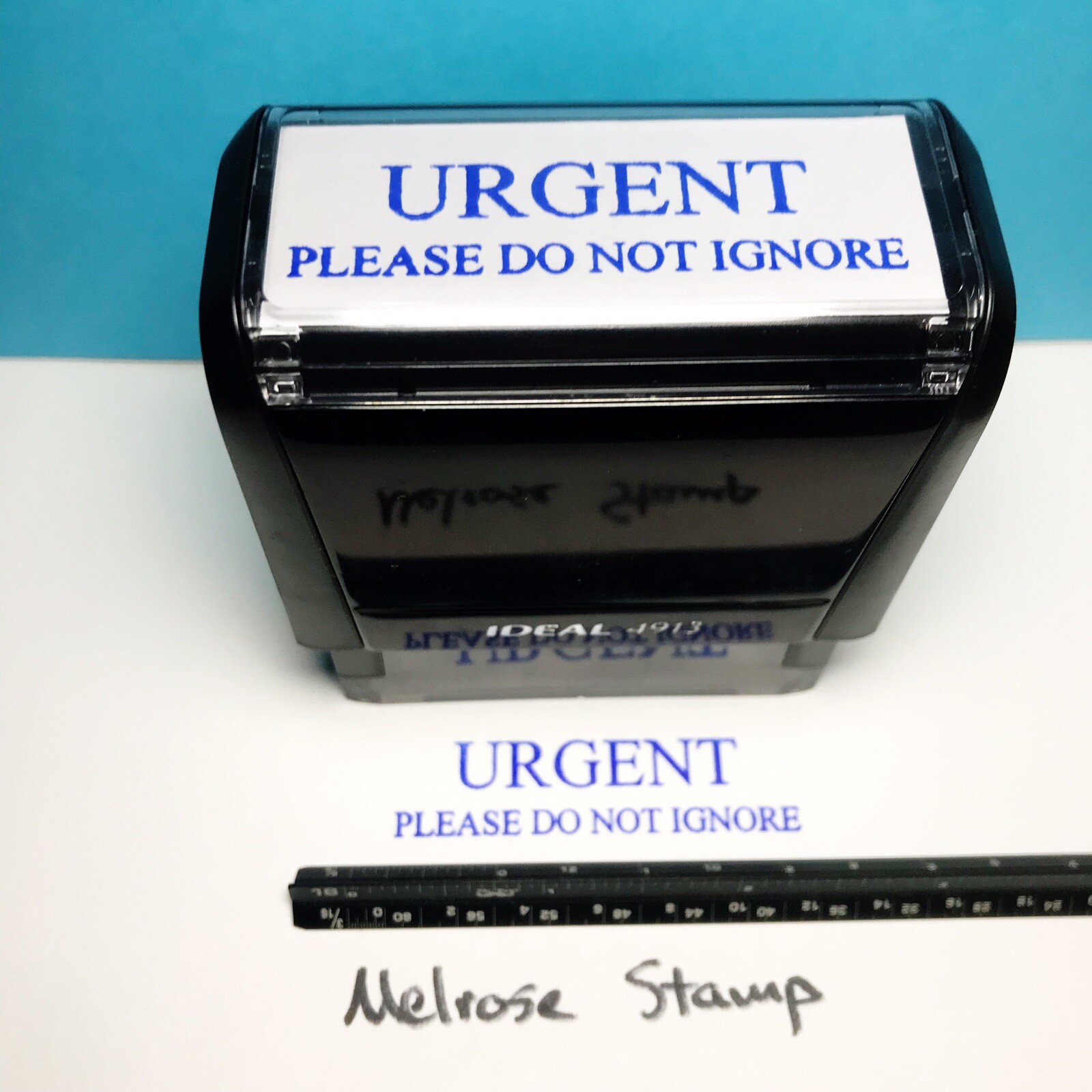 Urgent Please Do Not Ignore Rubber Stamp Blue Ink Self Inking Ideal 4913