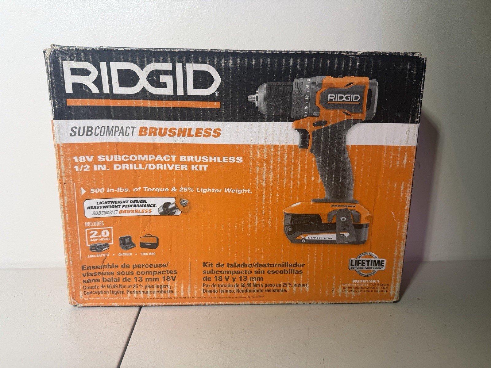RIDGID 18V SubCompact Brushless Drill/Driver Kit 2Ah R87012K1