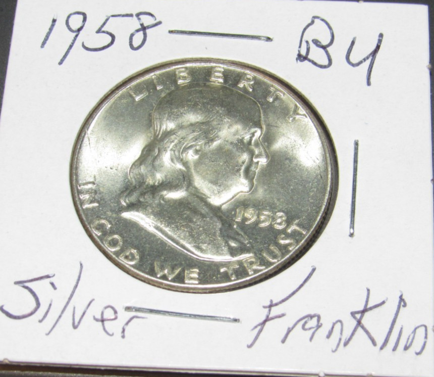 BU Silver 1958 p Phil. Mint Franklin Silver Half Dollar 1/2 dollar .50 cents