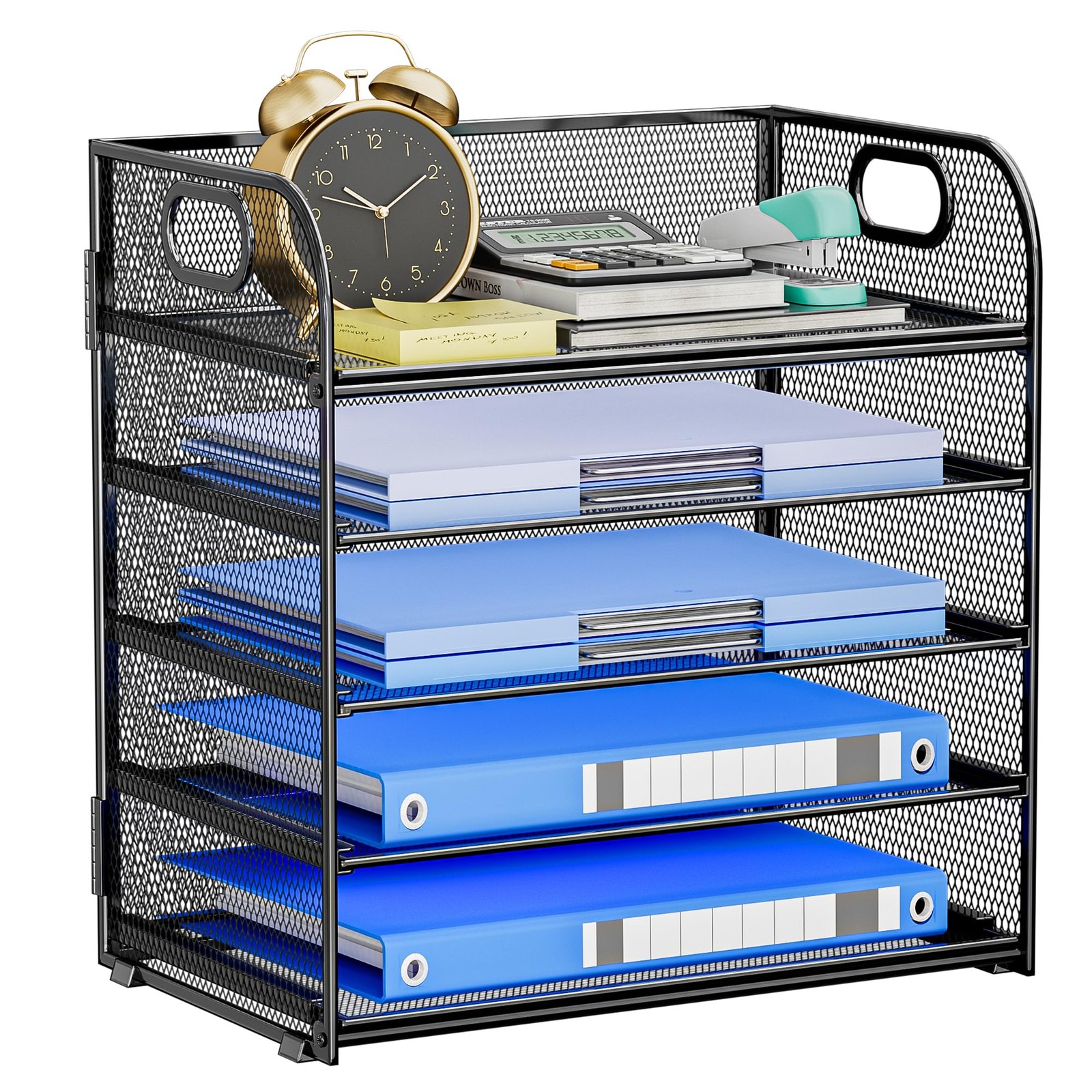 Paper Organizer for Desk Accessories & workspace 5 Tier Organizers with Handle