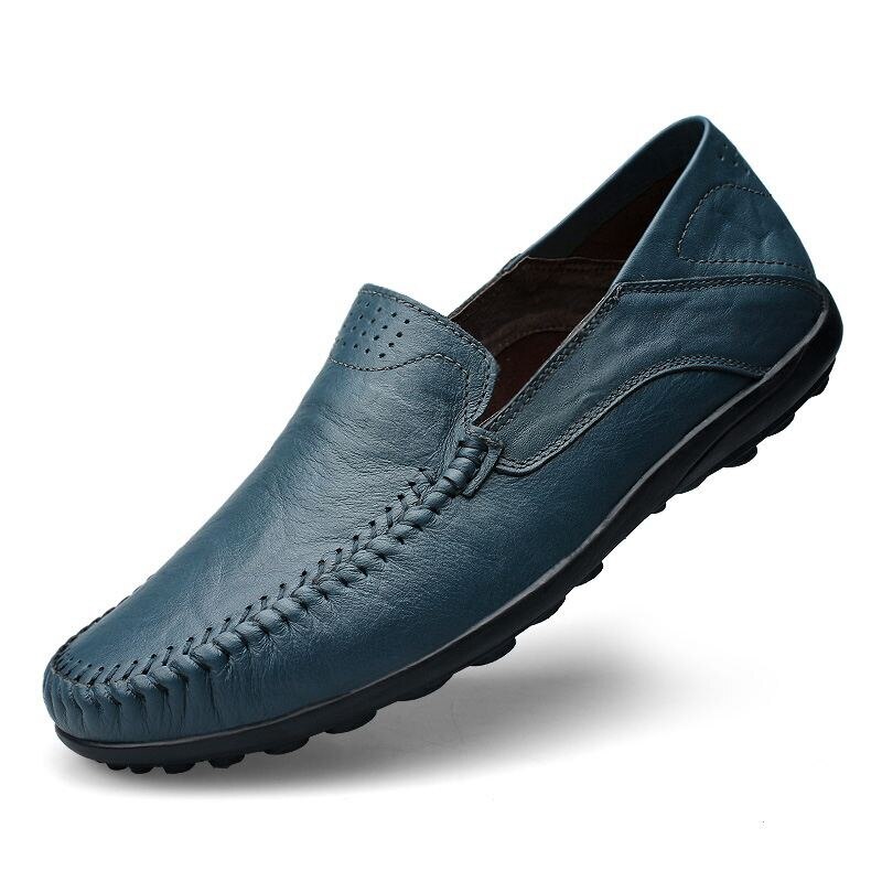 Genuine Leather Men Shoes Casual Loafers Moccasins Breathable Slip on Boat Shoes