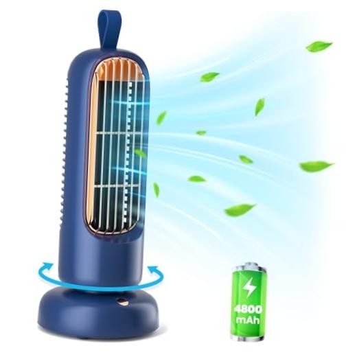 Tower Fan: 12'' Desk Fan 3 Speeds 110° Oscillation, Portable and Compact,