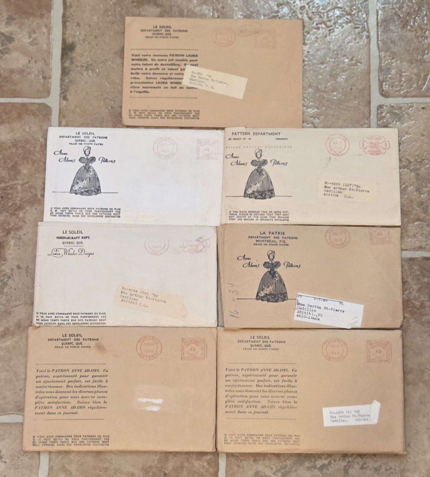 Lot of 7 VTG 40s/50s Anne Adams Quebec Newspaper Mail Order Patterns Dresses
