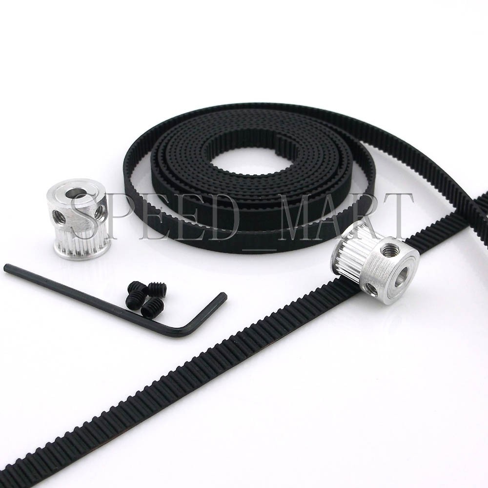 2 x MXL Type Timing Pulley 20 Teeth 5mm Bore 7mm Width Stepper Motor + 2m Belt