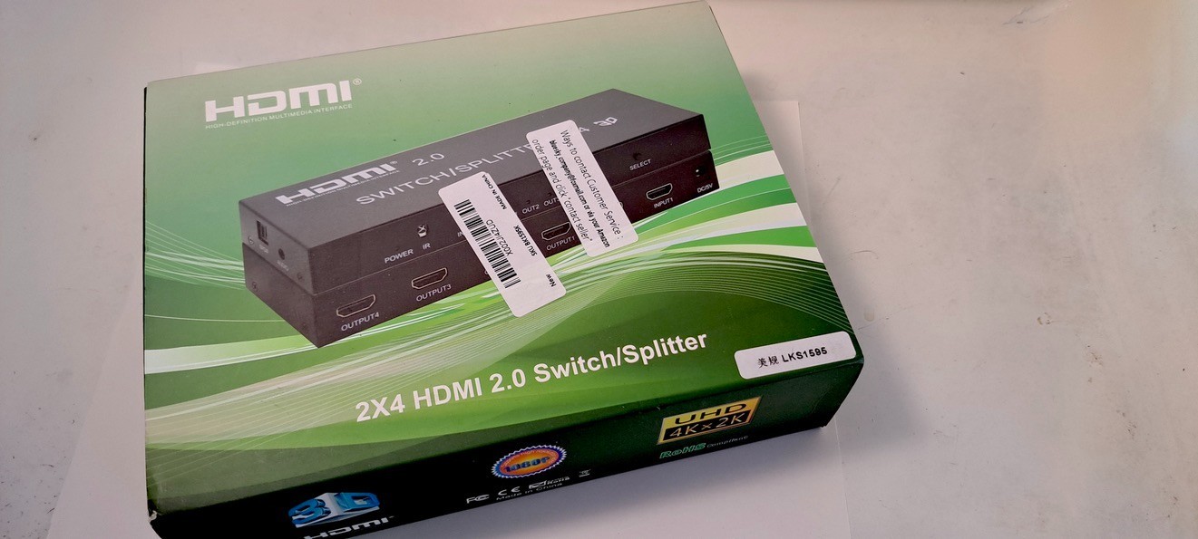 HDMI SWITCH - SPLITTER 2x4 4K 60Hz with Remote and Power Supply Open Box