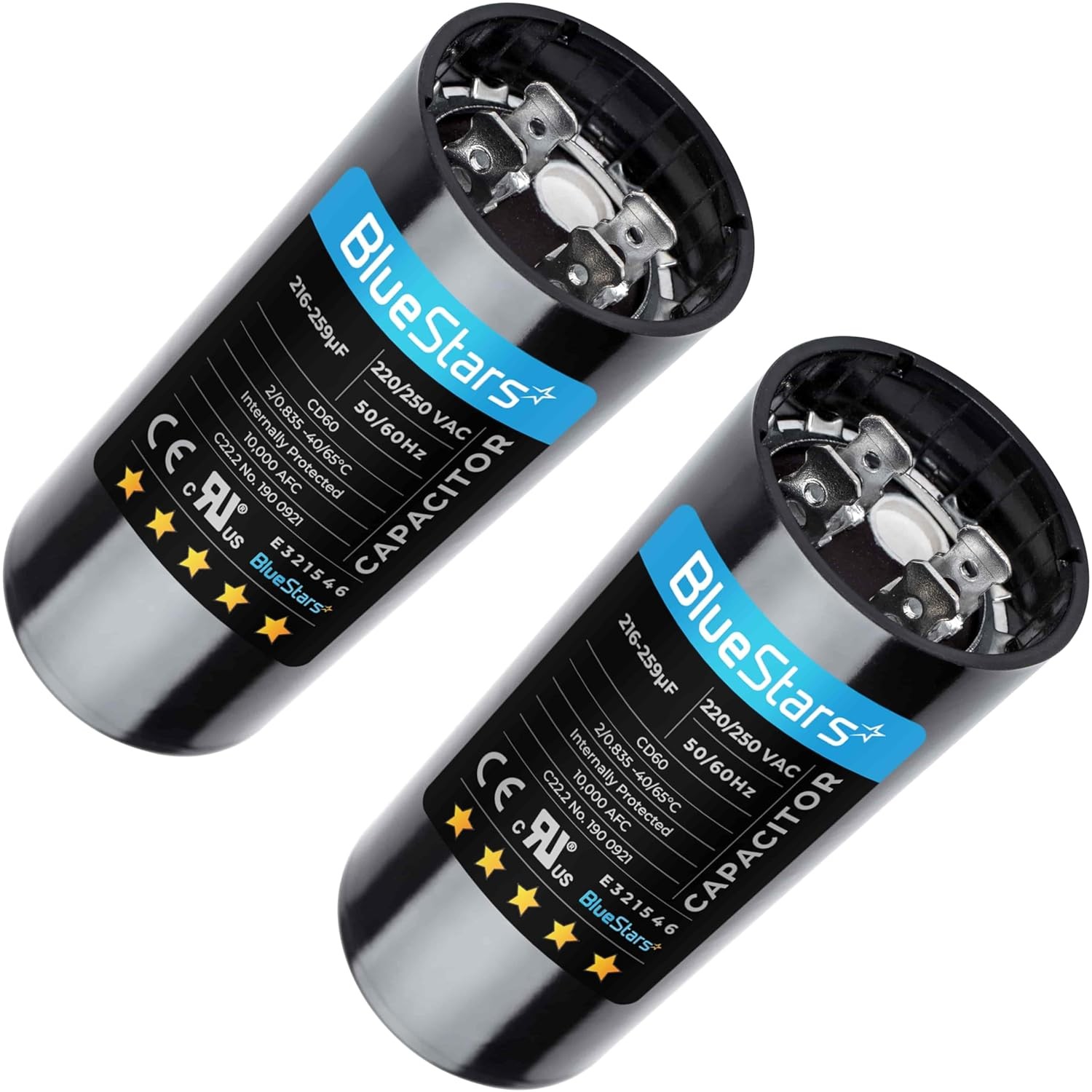 Upgraded Version 2 Packs 216-259 uF/MFD 220-250V Round Start Capacitor Replaceme
