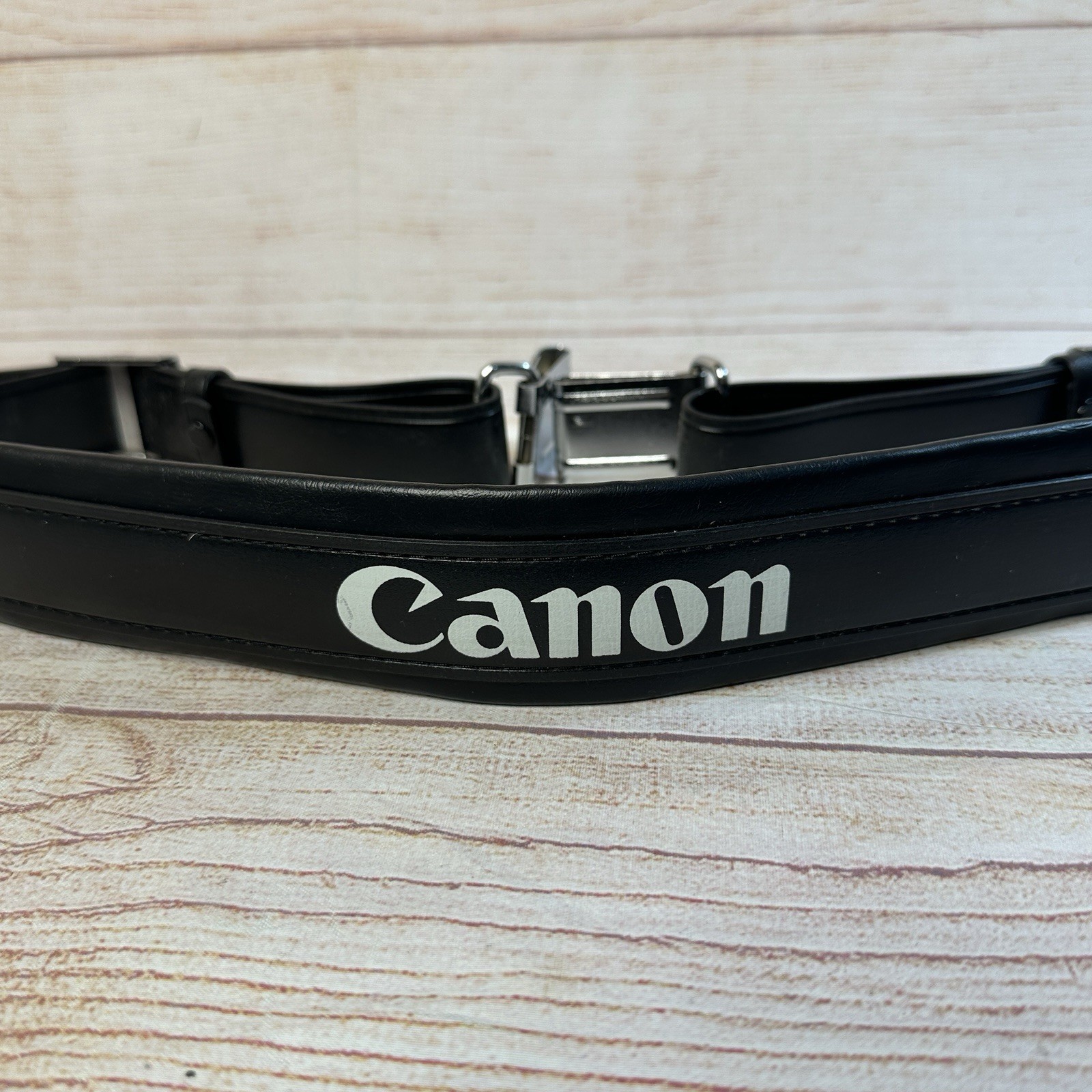 Canon Black Adjustable Camera Neck Shoulder Strap Square Metal Push Clasp Clips