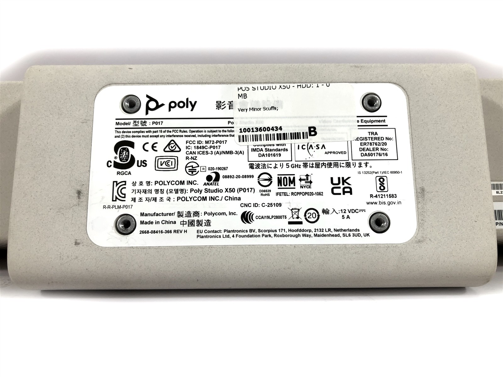 Polycom Poly Studio X50 Video Conference Bar 2201-88049-001 P017