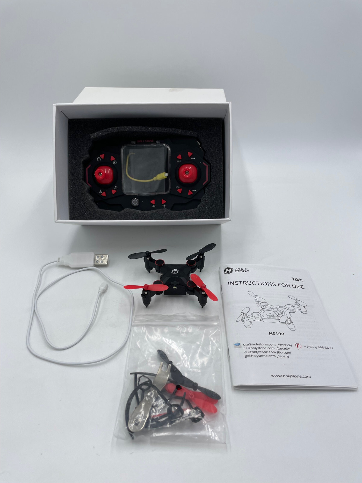 Holy Stone HS190 Foldable Mini Quad-Copter Black Red 3-D Flip Altitude Hold