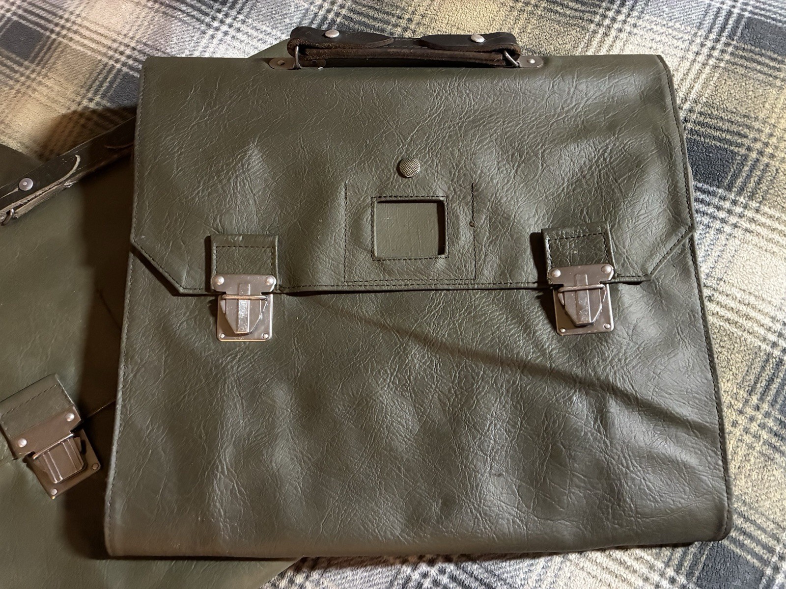 VINTAGE SWISS MILITARY VINYL MESSENGER BAG, BRIEFCASE 70’s & 80’s
