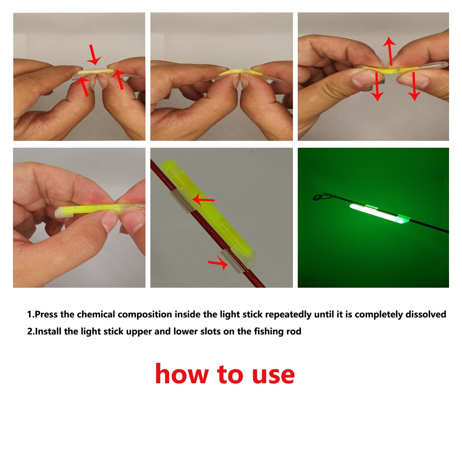 20 PCS Clip-On Bulk Fishing Glow Sticks for Rod Tips Night Fishing Bobber