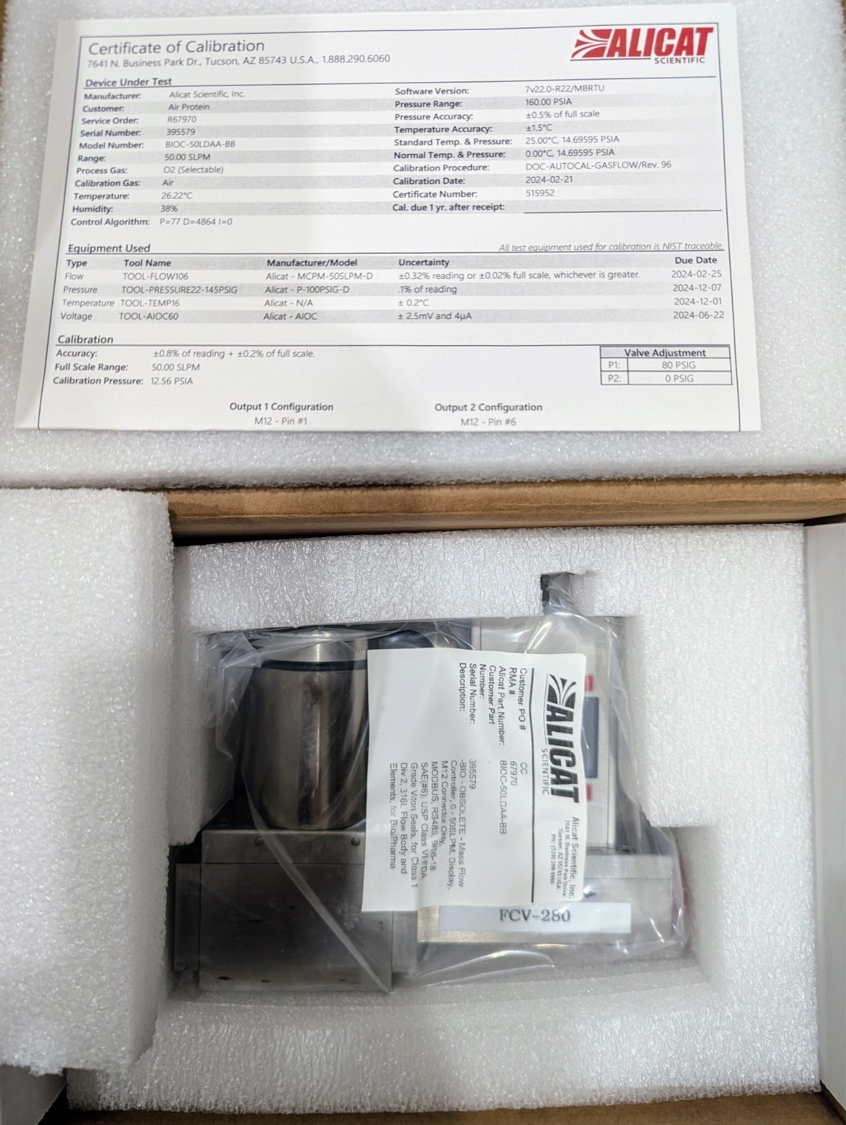 Brand New Alicat BIOC-Series Mass Flow Controller