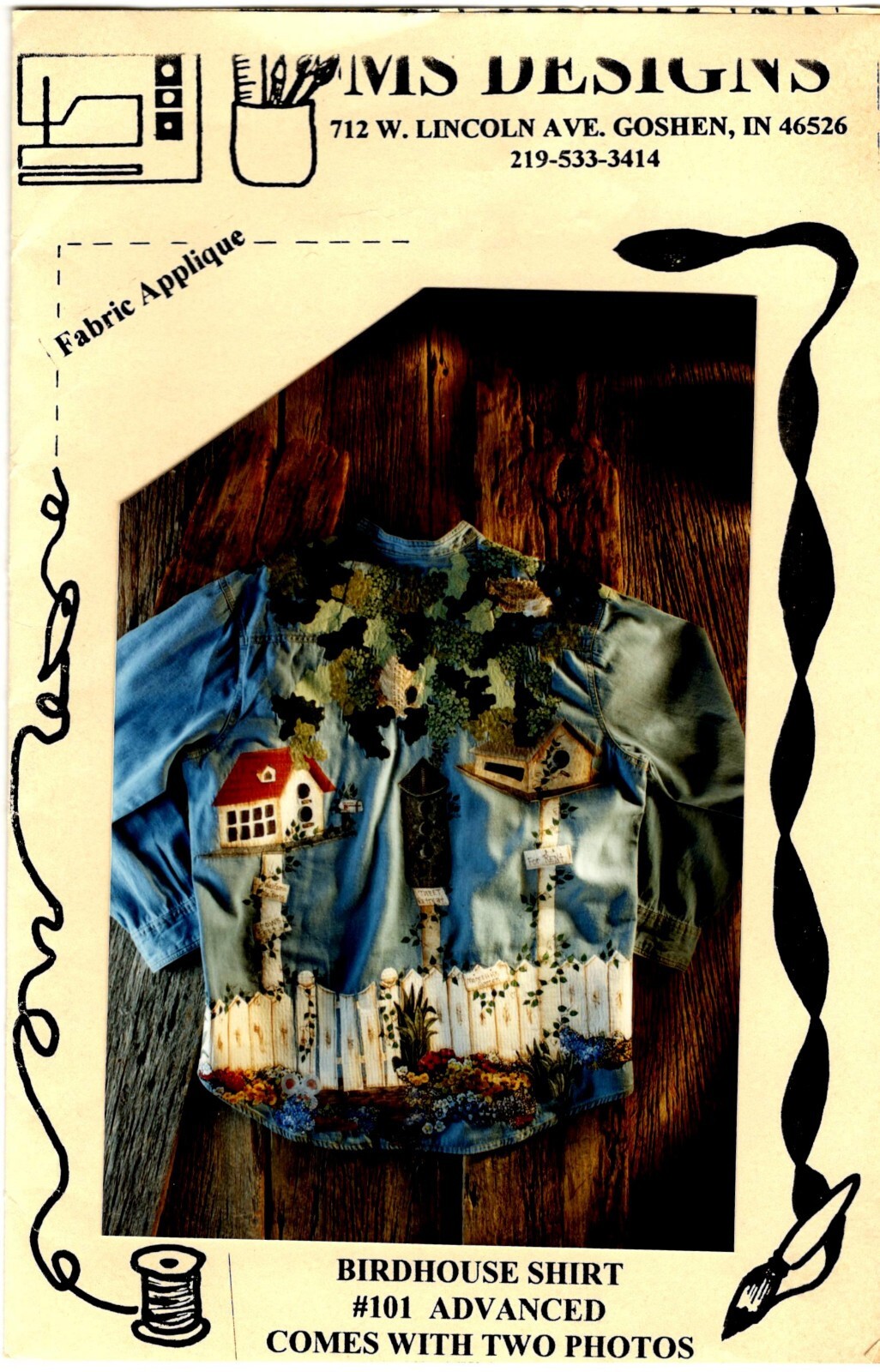 Birdhouse Shirt Applique Pattern by MS Designs 101