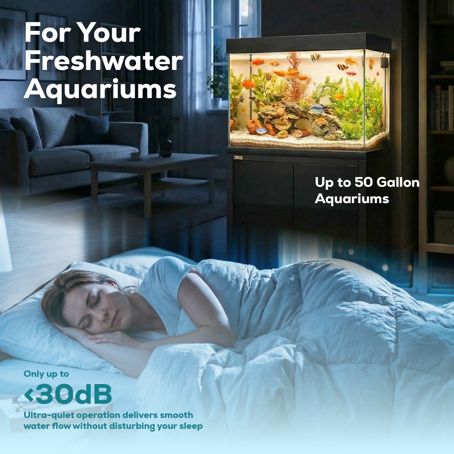 Internal Filter Aquarium Water Pump Oxygen 320GPH Fish Tank 3in1 Submersible 20W