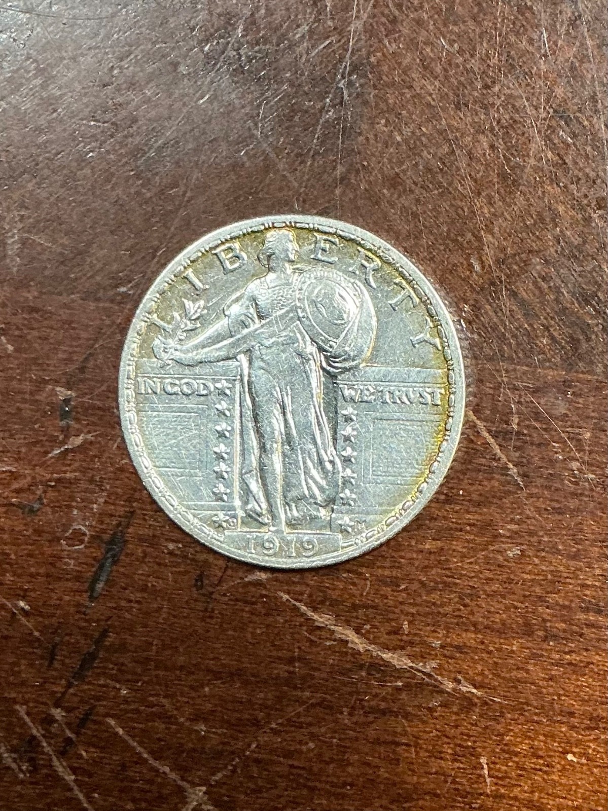1919 D STANDING LIBERTY QUARTER  AU CLEANED SCARCE KEY DATE