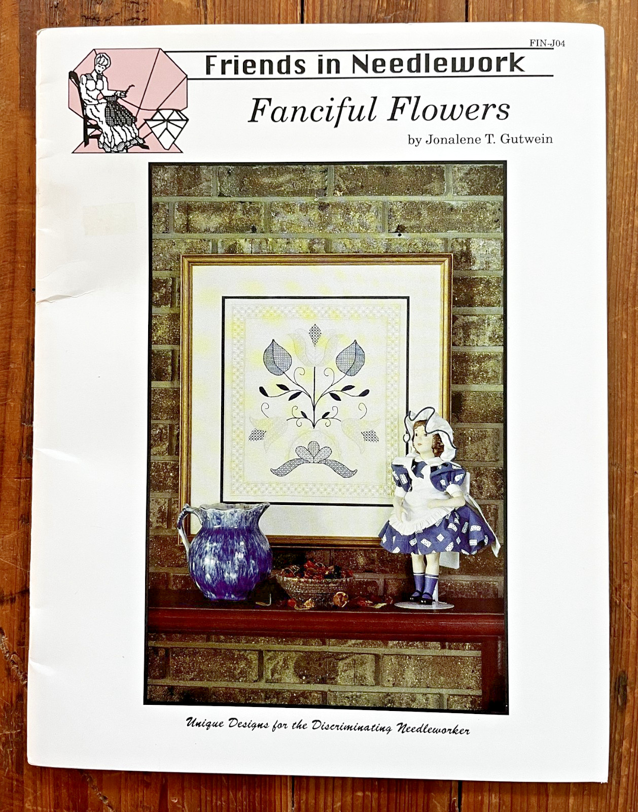 Friends in Needlework Fanciful Flowers drawn thread/fabric and blackwork pattern