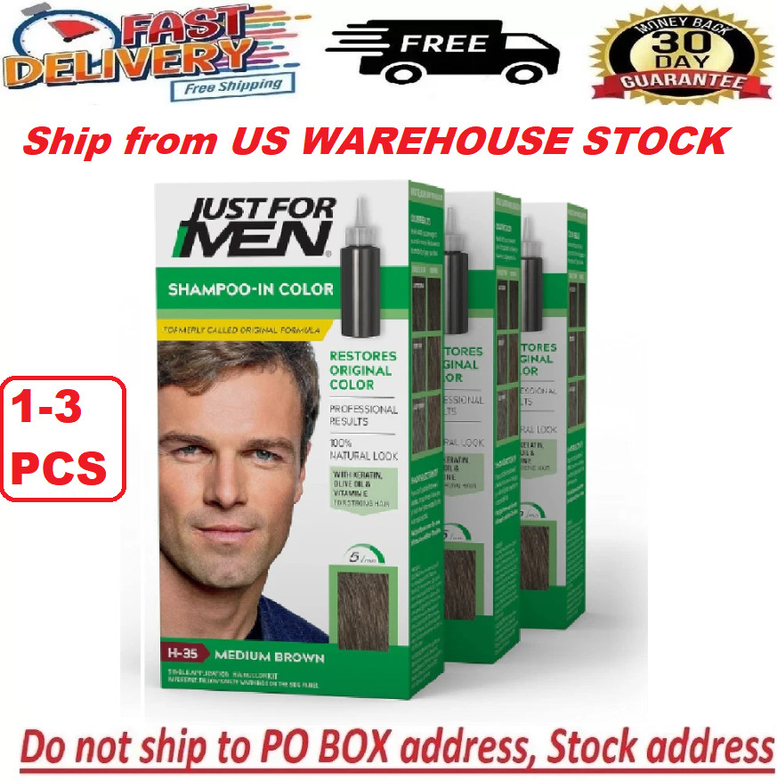 Just for Men H-35 MEDIUM BROWN Hair color Shampoo In (1 2 3 pack )