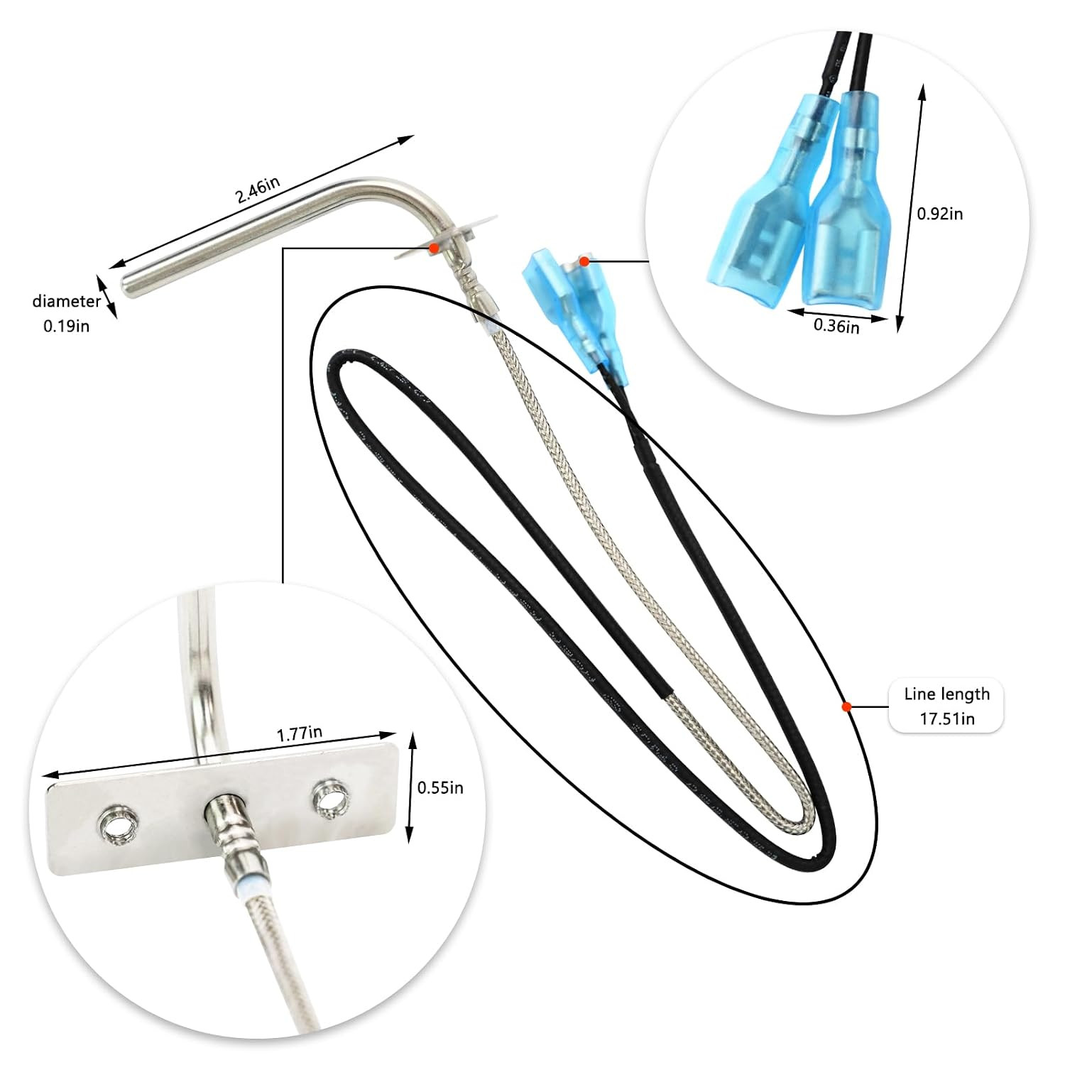 Digital Thermostat Kit RTD Temperature Probe Sensor Replacement, Compatible with